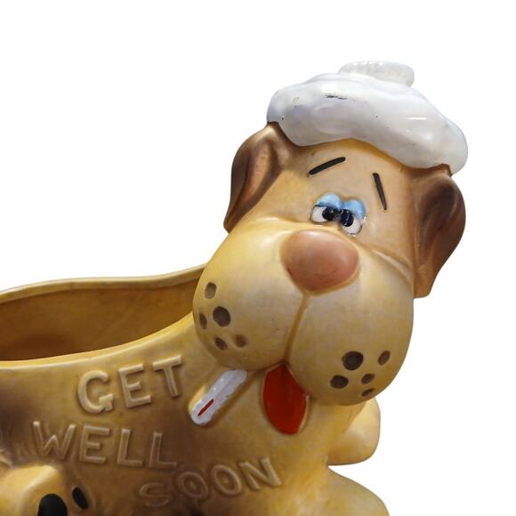 Vintage Lefton #5712 Get‎ Well Ceramic Hound Dog Planter Gift 6"Lx5"Tx4"W - Picture 3 of 11